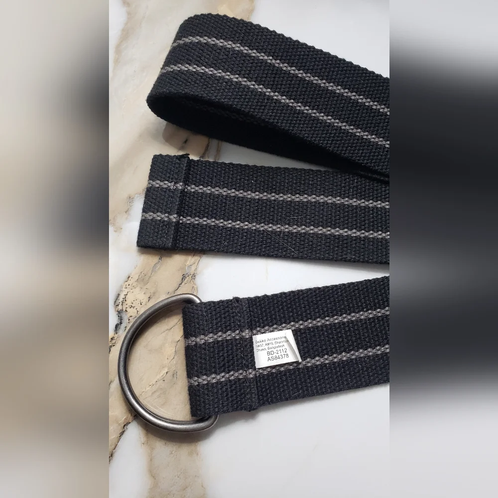 Black belt with gray strip size 43 and smaller